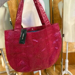 Stylish Pink Snake Print Tote Bag